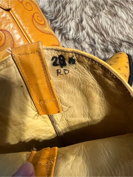 Men\'s Yellow Ostrich Leather Western Boots Sz 9.5 main image 3